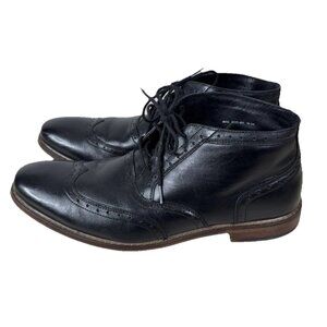 Stacey Adams Men Sz 10.5 Black Wingtip Chukka Shoes Leather Upper EUC